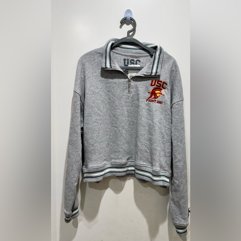 Forever 21 Gray Zip-Up Sweater with USC Red Logo